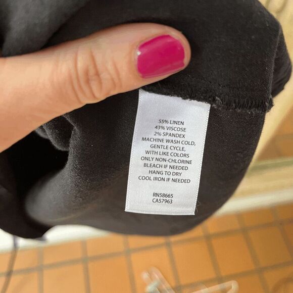 Nordstrom Black Linen Blend Sleeveless Wrap Midi Dress w/ Pockets, Size S - Picture 5 of 9